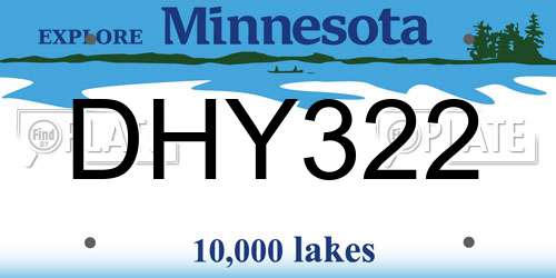 DHY322 Minnesota License Plate