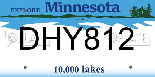 DHY812 Minnesota License Plate