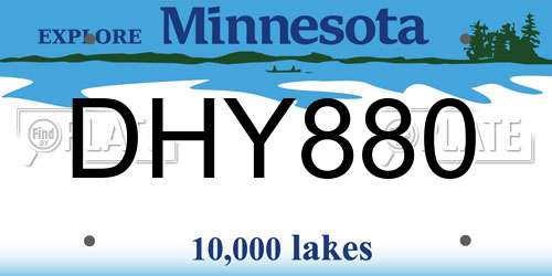 DHY880 Minnesota License Plate
