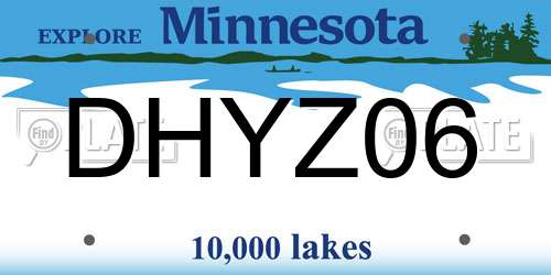 DHYZ06 Minnesota License Plate