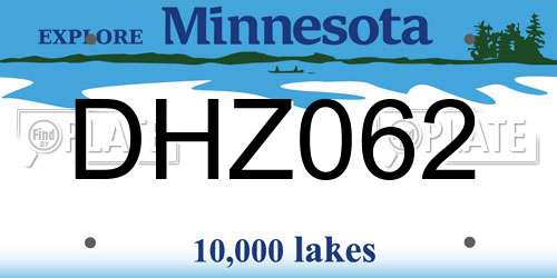 DHZ062 Minnesota License Plate