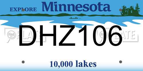 DHZ106 Minnesota License Plate