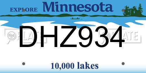 DHZ934 Minnesota License Plate