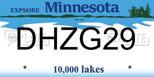 DHZG29 Minnesota License Plate