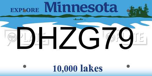 DHZG79 Minnesota License Plate