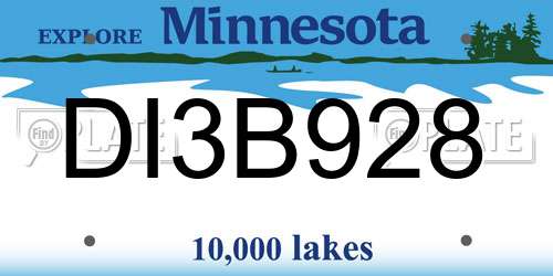 DI3B928 Minnesota License Plate