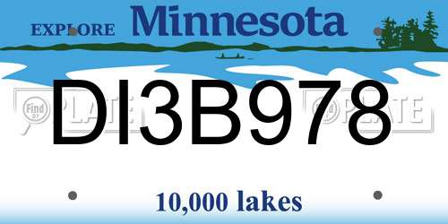 DI3B978 Minnesota License Plate