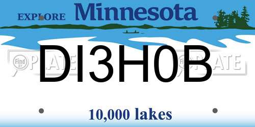 DI3H0B Minnesota License Plate