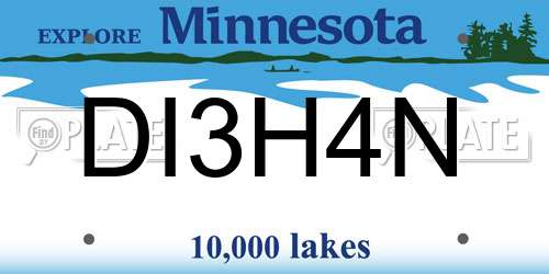 DI3H4N Minnesota License Plate