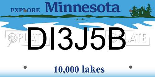 DI3J5B Minnesota License Plate