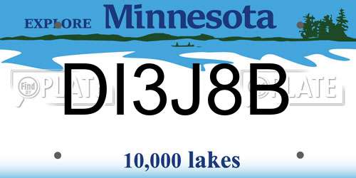 DI3J8B Minnesota License Plate
