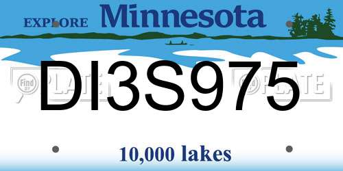 DI3S975 Minnesota License Plate