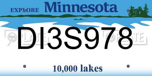 DI3S978 Minnesota License Plate