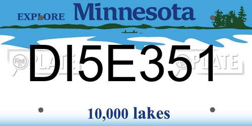 DI5E351 Minnesota License Plate