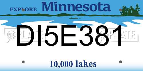 DI5E381 Minnesota License Plate