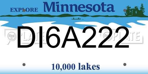 DI6A222 Minnesota License Plate