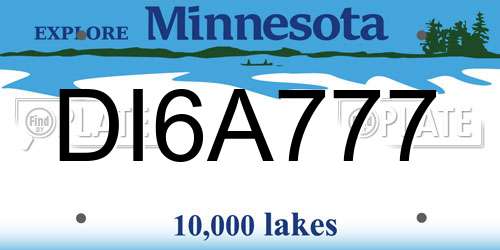 DI6A777 Minnesota License Plate