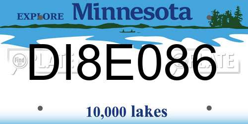 DI8E086 Minnesota License Plate