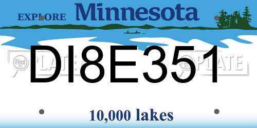 DI8E351 Minnesota License Plate