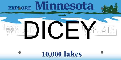 DICEY Minnesota License Plate