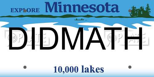 DIDMATH Minnesota License Plate