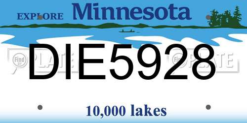 DIE5928 Minnesota License Plate