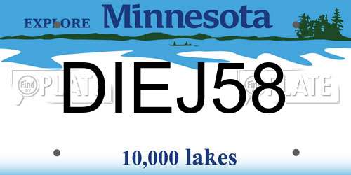 DIEJ58 Minnesota License Plate