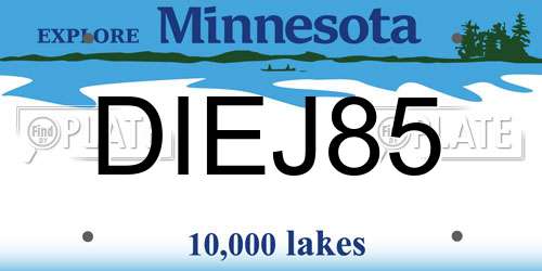DIEJ85 Minnesota License Plate