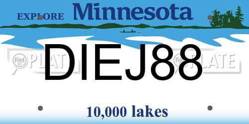 DIEJ88 Minnesota License Plate