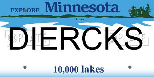 DIERCKS Minnesota License Plate