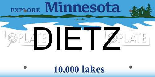 DIETZ Minnesota License Plate
