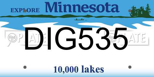 DIG535 Minnesota License Plate