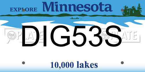 DIG53S Minnesota License Plate