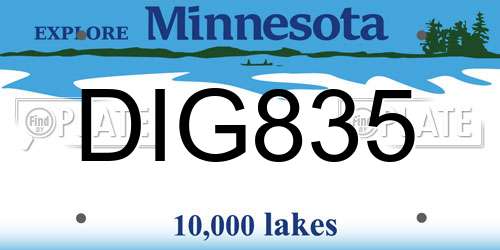 DIG835 Minnesota License Plate