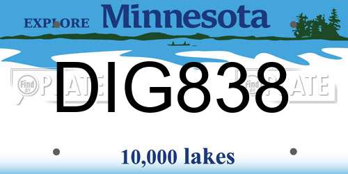 DIG838 Minnesota License Plate