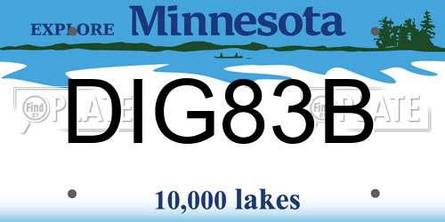 DIG83B Minnesota License Plate