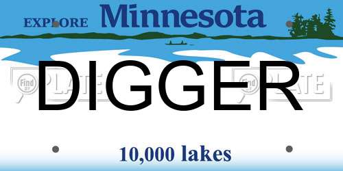DIGGER Minnesota License Plate