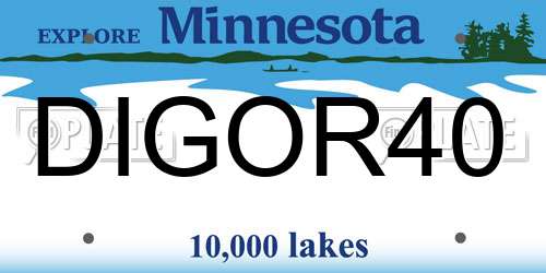 DIGOR40 Minnesota License Plate