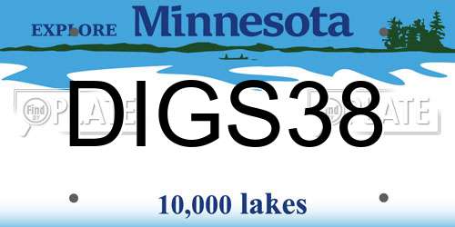 DIGS38 Minnesota License Plate