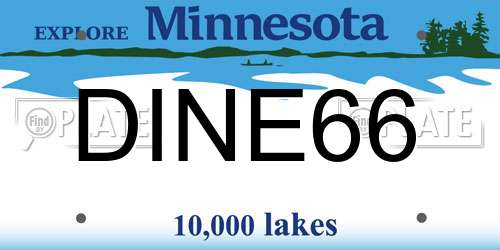 DINE66 Minnesota License Plate