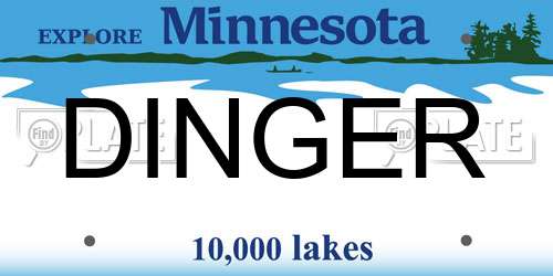 DINGER Minnesota License Plate
