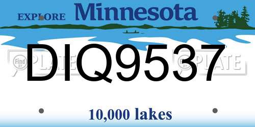 DIQ9537 Minnesota License Plate