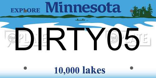 DIRTY05 Minnesota License Plate