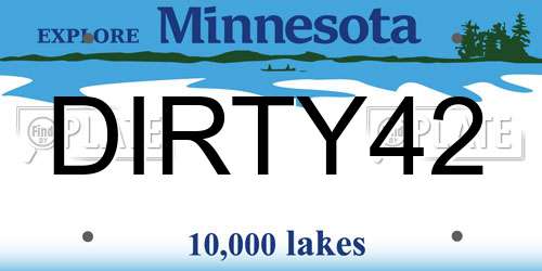 DIRTY42 Minnesota License Plate