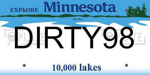 DIRTY98 Minnesota License Plate