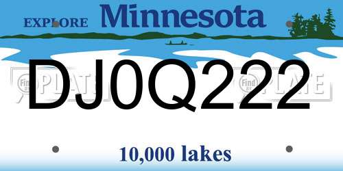 DJ0Q222 Minnesota License Plate