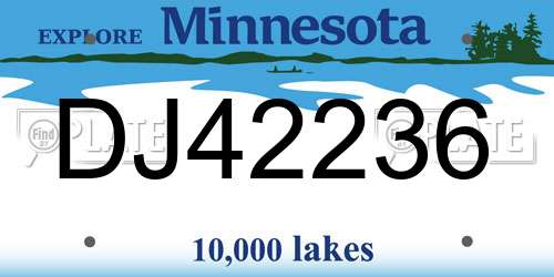 DJ42236 Minnesota License Plate