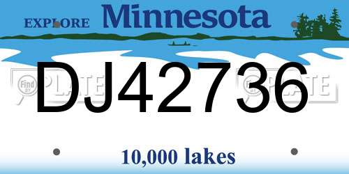 DJ42736 Minnesota License Plate