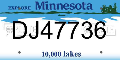 DJ47736 Minnesota License Plate