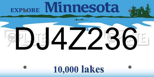 DJ4Z236 Minnesota License Plate